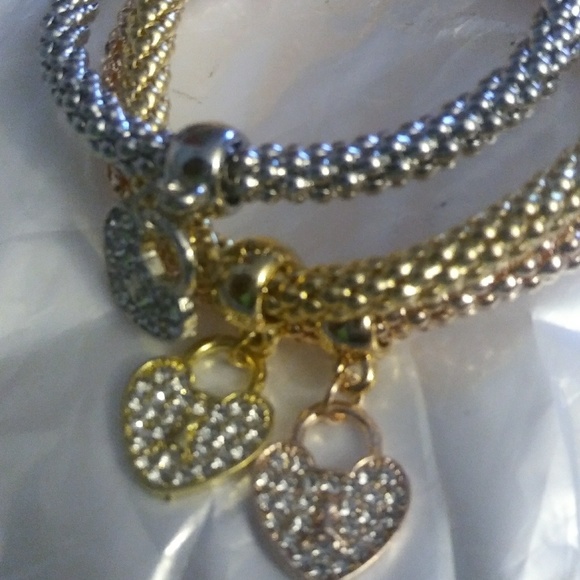 3 Piece Heart Charm Bracelets - Picture 4 of 4